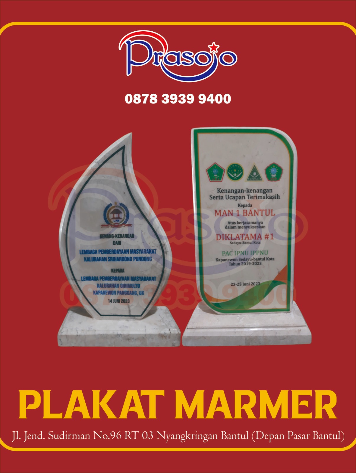 Plakat marmer penghargaan elegan, Plakat marmer ukiran custom, Plakat marmer kejuaraan resmi 