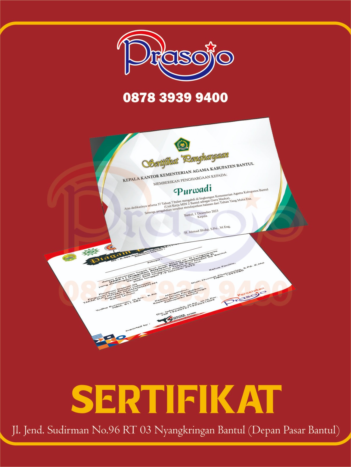sertifikat custom untuk event resmi, cetak sertifikat penghargaan full color, sertifikat lomba dengan desain ekslusif
