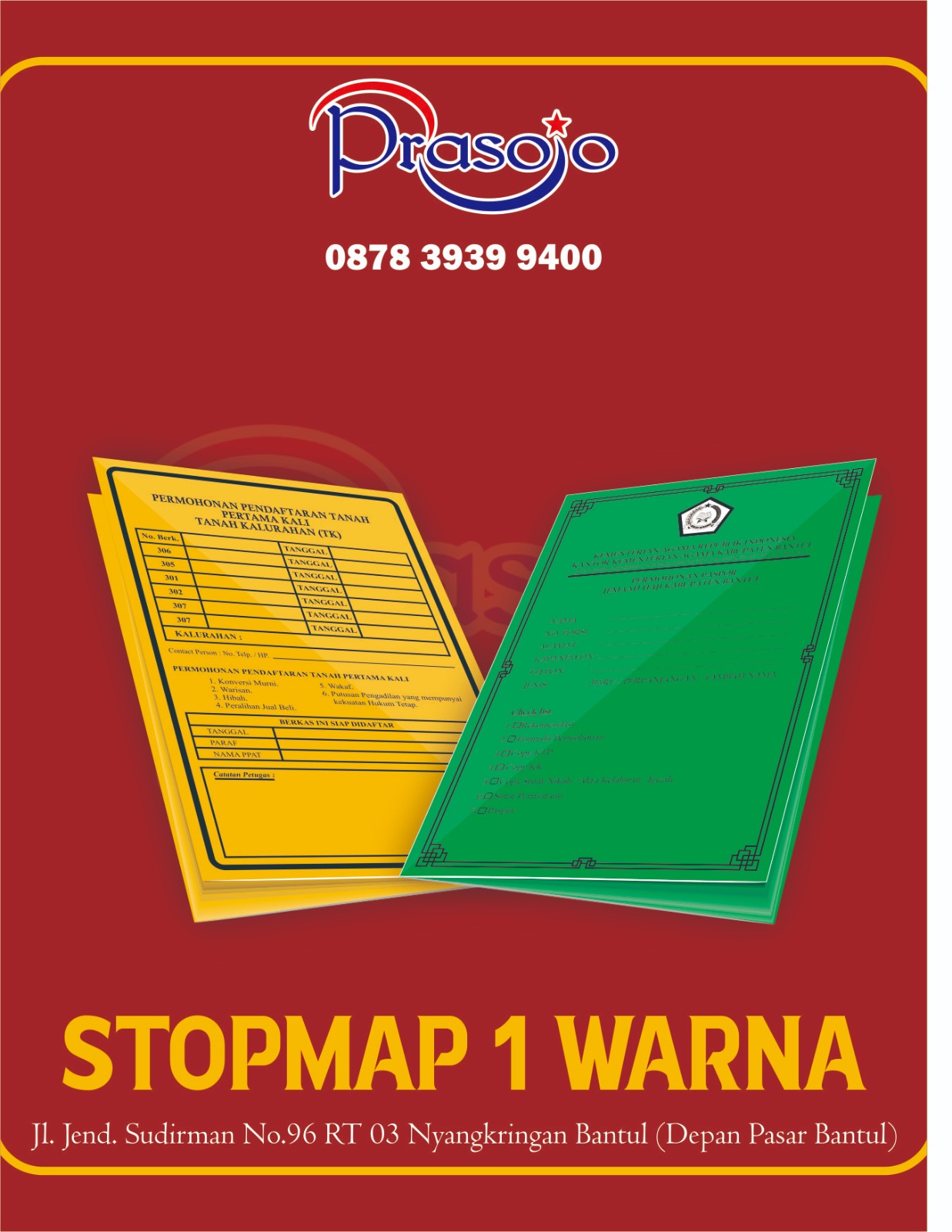 stopmap 1 warna murah, cetak stopmap 1 warna custom, stopmap 1 warna bahan karton