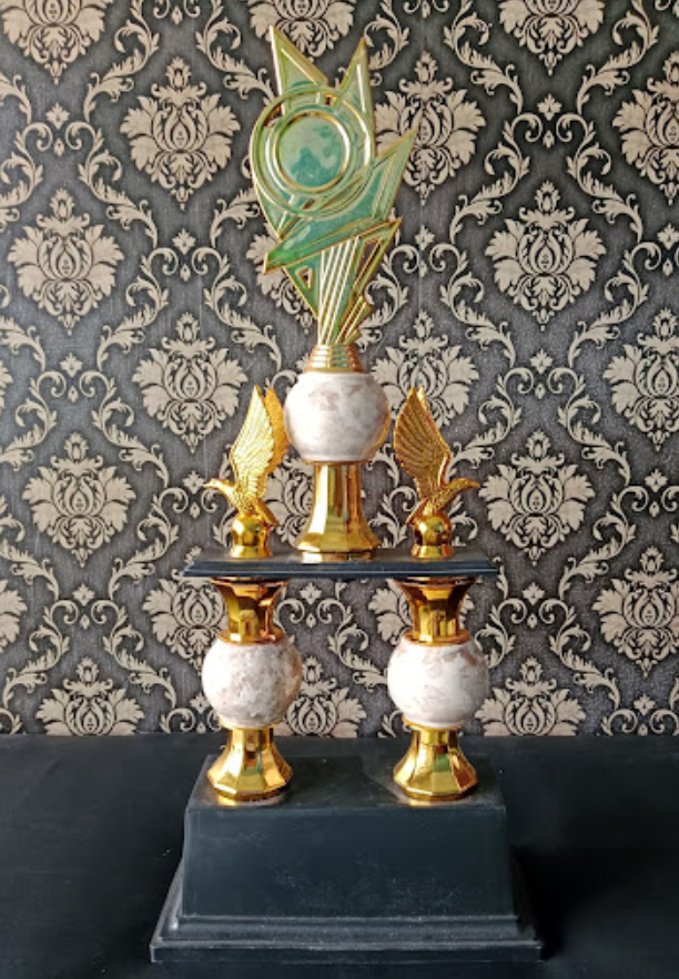 trophy piala plastik marmer lomba voli desain modern